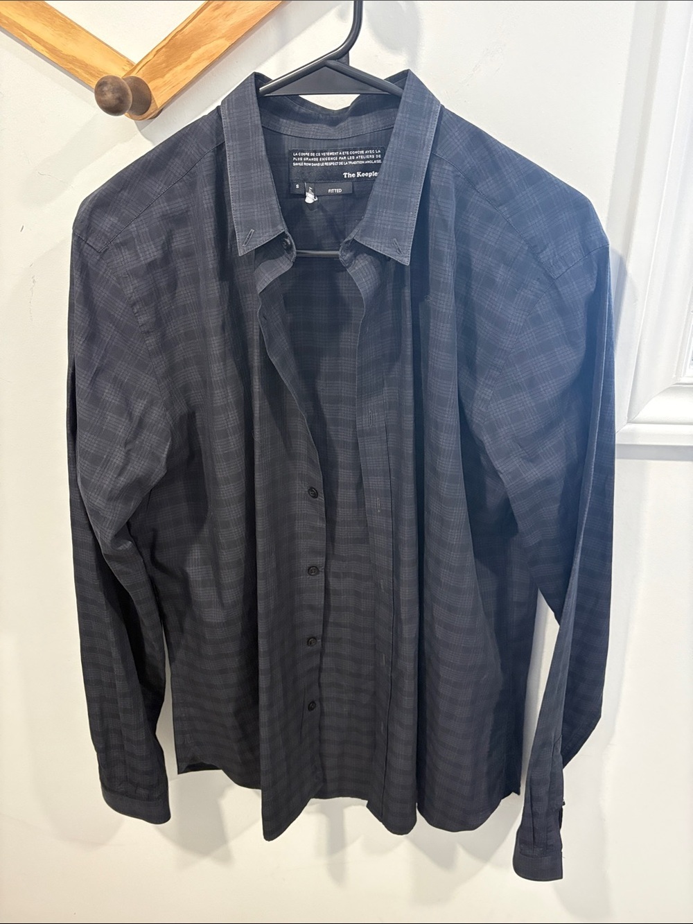 The KOOPLES  black plaid fitted long-sleeve shirt.